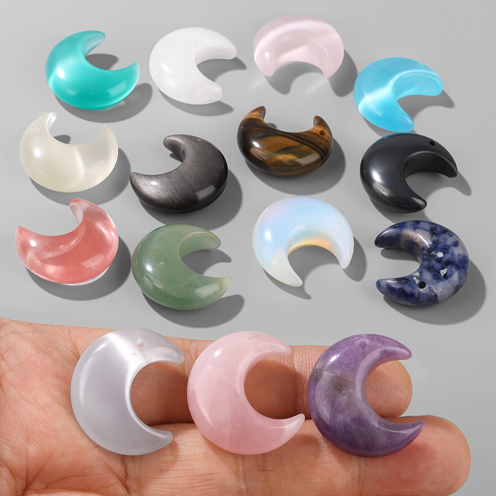 2PCS Natural Crescent Moon Cha - Jewelry Making Drill recension och pris
