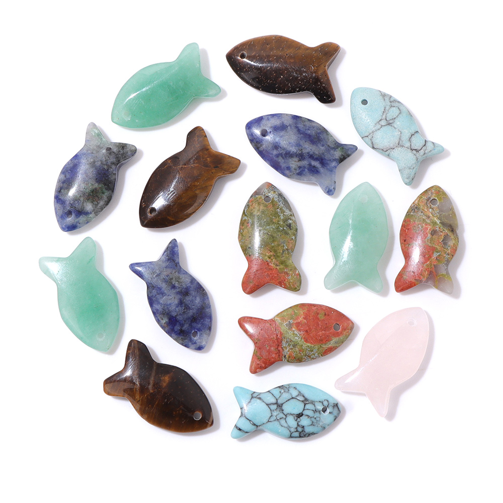2Pcs Fish Shape Natural Stone  - Jewelry Making Gemstones recension och pris