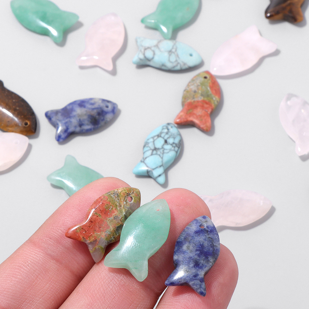 2Pcs Fish Shape Natural Stone  - Jewelry Making Gemstones recension och pris