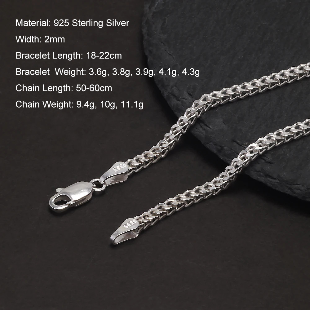 2mm 925 Sterling Silver Franco - Lobster Clasp Silver recension och pris