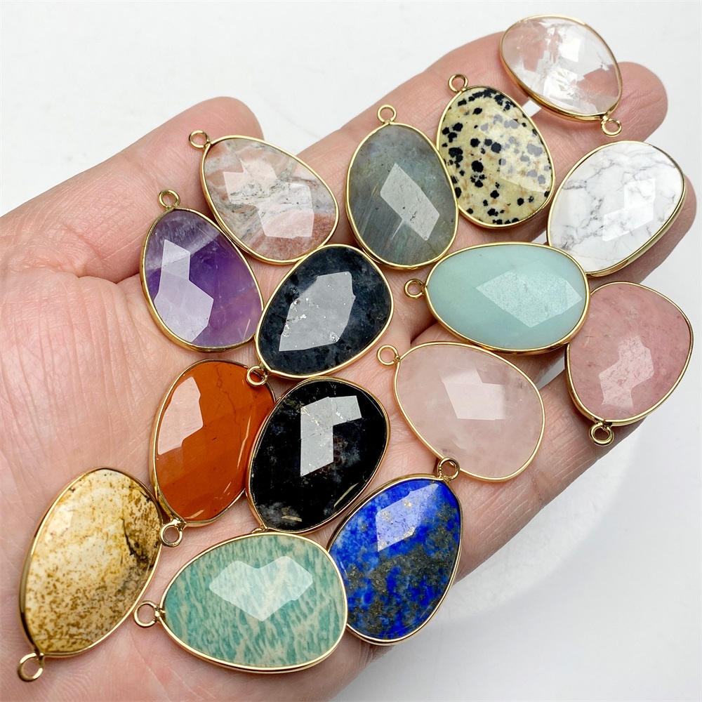2pcs Egg Shape Stone Pendant N - Jewelry Making Gemstones recension och pris